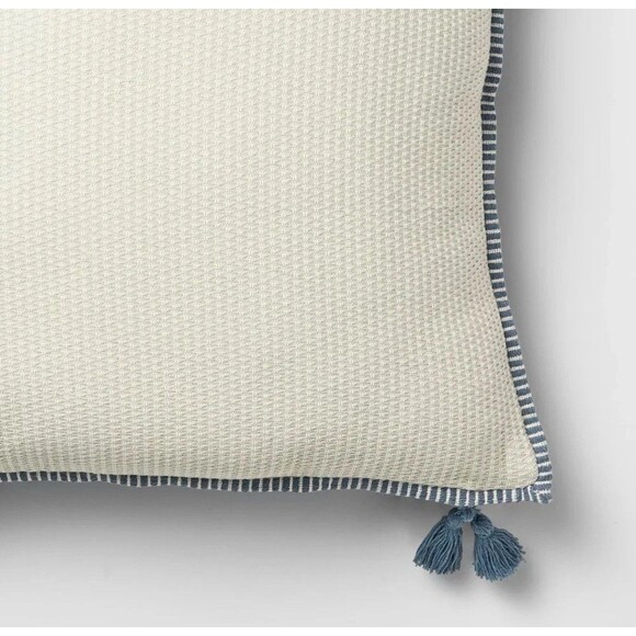 Oversized Square Cotton Linen Texture with Tassel Cream or Blue - Threshold - Picture 3 of 6